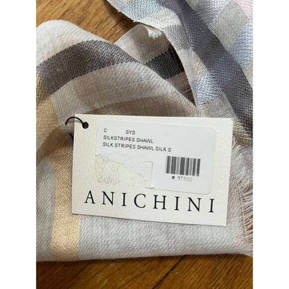 Anichini Silk Stripes scarf shawl Multicolor pastel minimalist 28X39 A001883 - Picture 4 of 7
